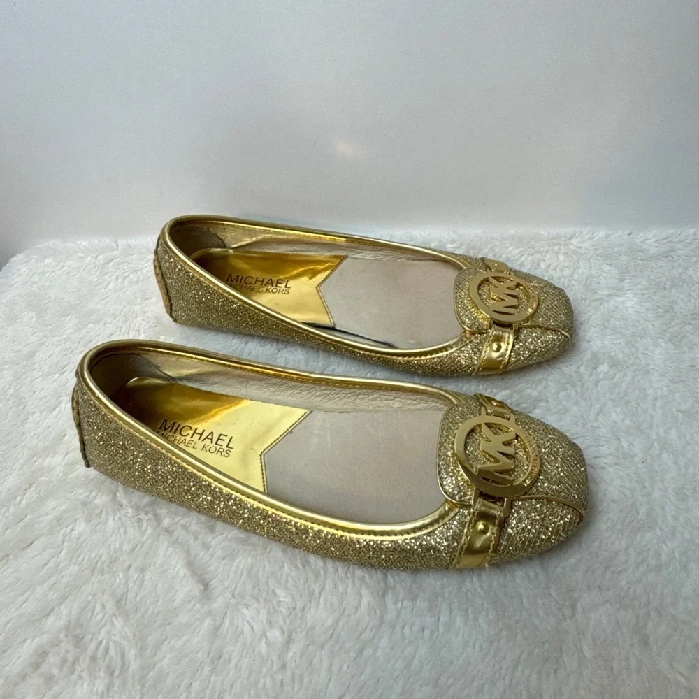 MICHAEL MICHAEL KORS Fulton Metallic Canvas & Leather Moccasin / Ballet flat.  7 - Picture 11 of 13